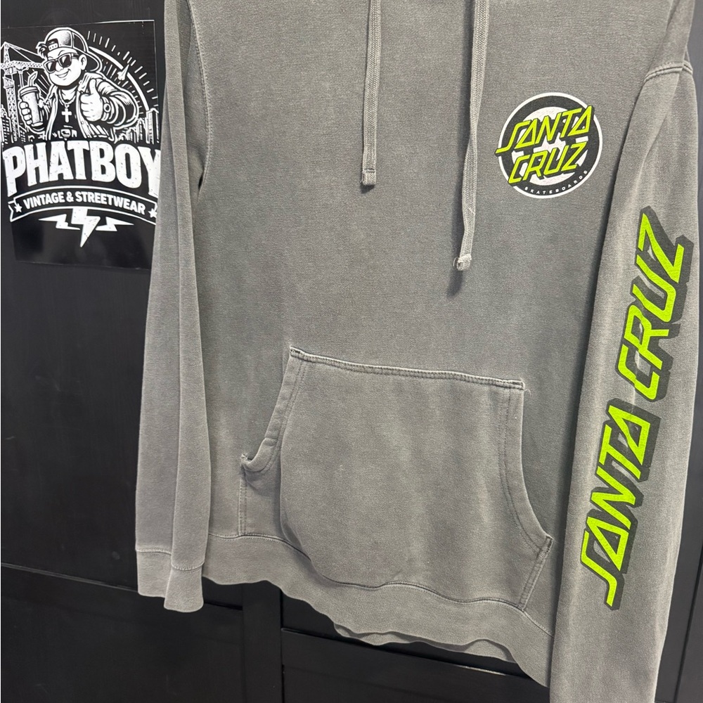 Santa Cruz Skateboards Gray Crewneck Sweater with Neon Accents